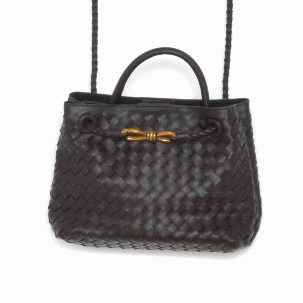 Woven Sheepskin Leather Bow Shoulder / Crossbody Bag - Picture 2 of 6